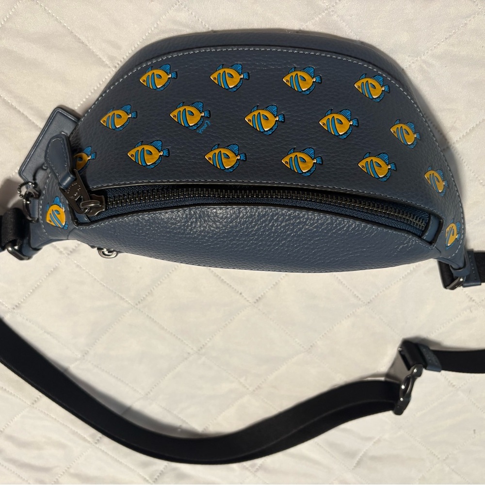 Blue Fish Pattern Crossbody Bag